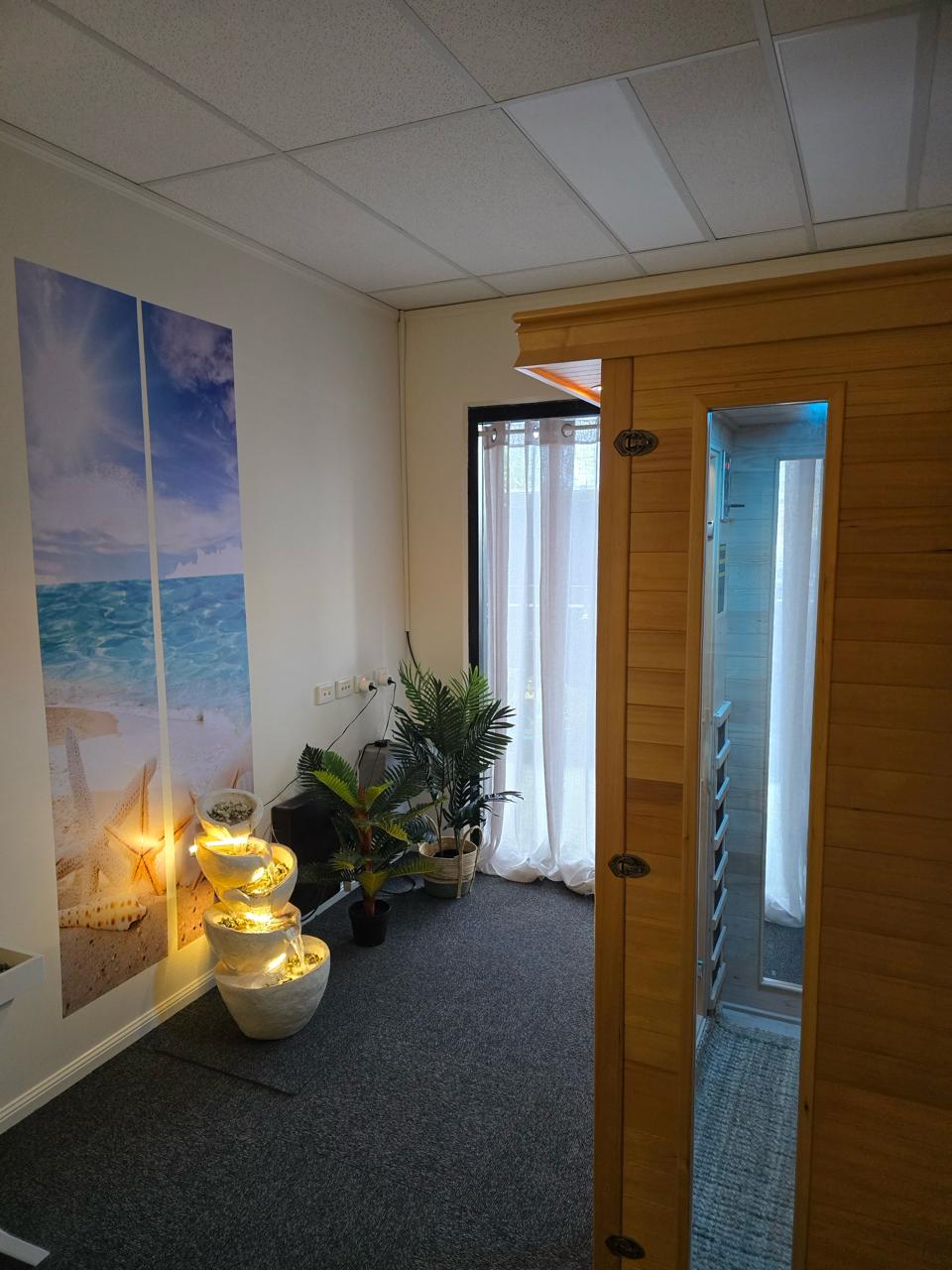 Salt room with lamp